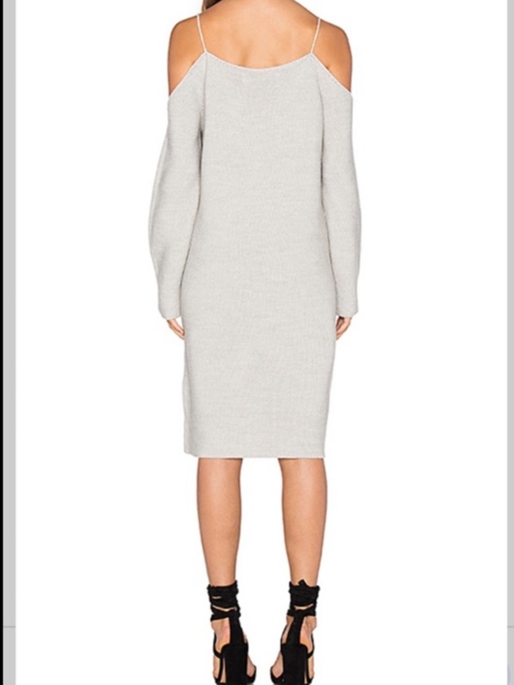 Elliatt Cold-Shoulder Knit Midi Dress in Light Gray size small